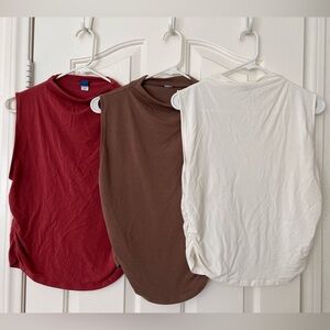Old Navy Scoop Neck Tank Trio - Brick Red, Brown, Cream ~ Bundle